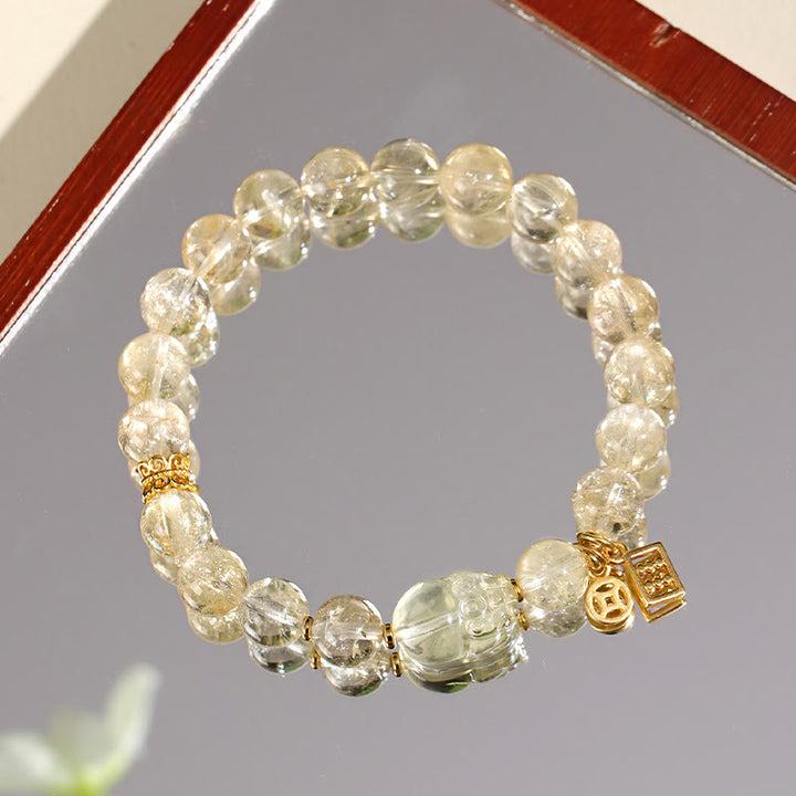 Bransoletka ochronna z naturalnego cytrynu PiXiu z miedzi i monet Buddha Stones
