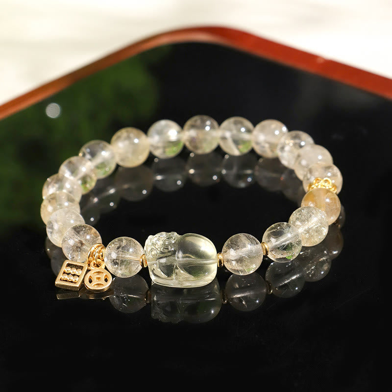 Bransoletka ochronna z naturalnego cytrynu PiXiu z miedzi i monet Buddha Stones