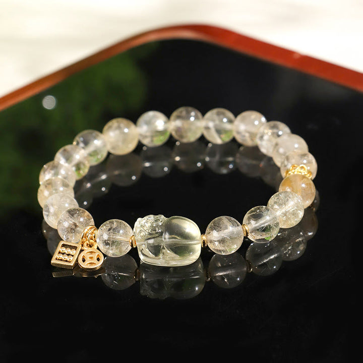 Bransoletka ochronna z naturalnego cytrynu PiXiu z miedzi i monet Buddha Stones