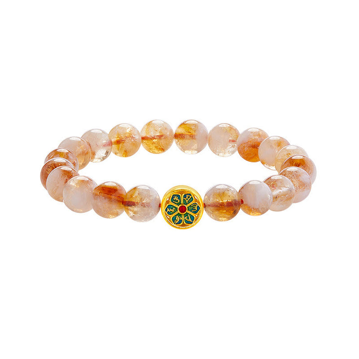 Bransoletka ochronna Buddha Stones 999 Sterling Silver Citrine Om Mani Padme Hum
