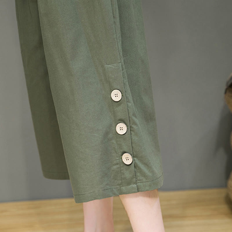 Spodnie męskie z bawełny z kieszeniami i ściągaczem Buddha Stones Casual Plain Side Button Design Drawstring - image 27