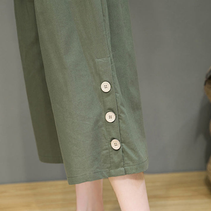 Spodnie męskie z bawełny z kieszeniami i ściągaczem Buddha Stones Casual Plain Side Button Design Drawstring - image 27