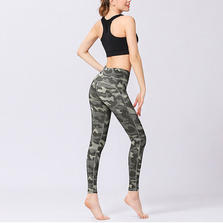 Buddha Stones Kamienie Kamuflaż Sport Fitness Joga Legginsy Wysoki Stan Damskie Spodnie Do Jogi - image 4