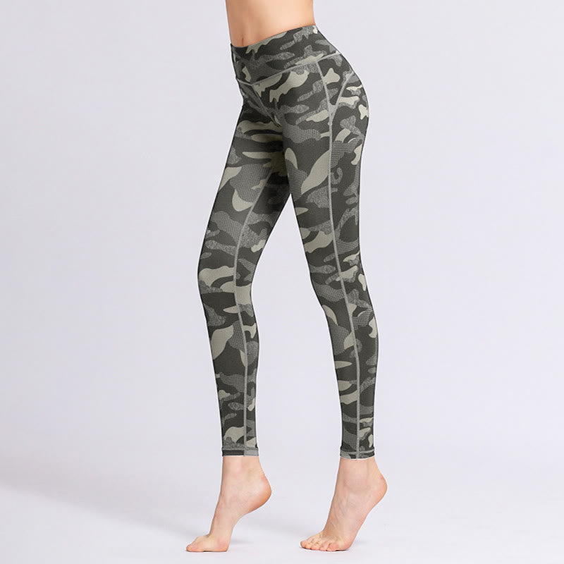 Buddha Stones Kamienie Kamuflaż Sport Fitness Joga Legginsy Wysoki Stan Damskie Spodnie Do Jogi - Czarny - US8-10, UK/AU12-14, EU40-42 (XL) - image 1