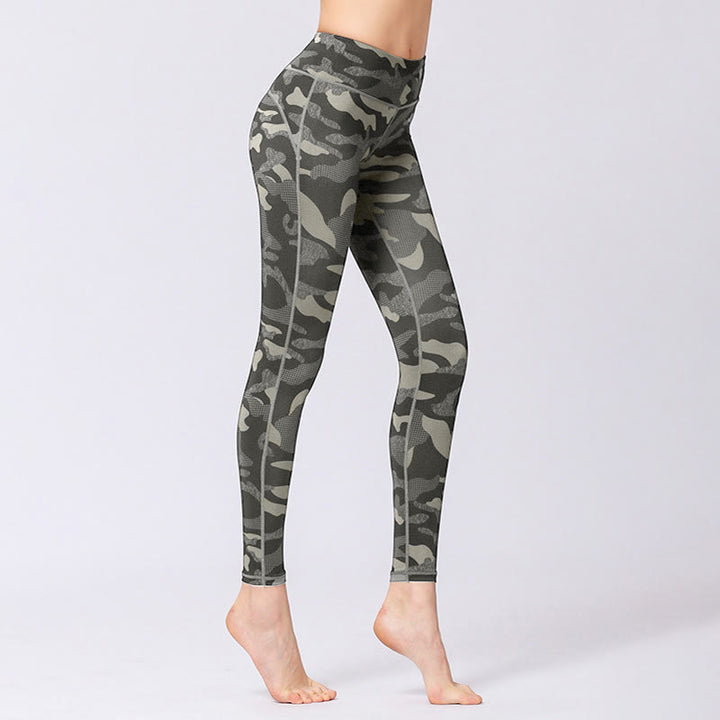Buddha Stones Kamienie Kamuflaż Sport Fitness Joga Legginsy Wysoki Stan Damskie Spodnie Do Jogi - image 2