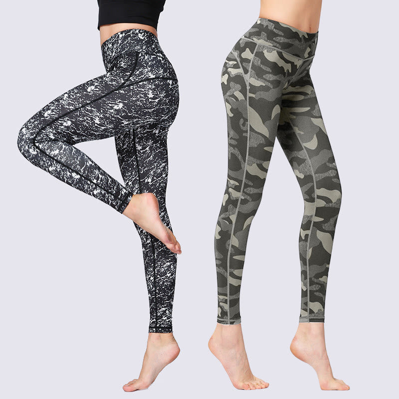 Buddha Stones Kamienie Kamuflaż Sport Fitness Joga Legginsy Wysoki Stan Damskie Spodnie Do Jogi - image 0