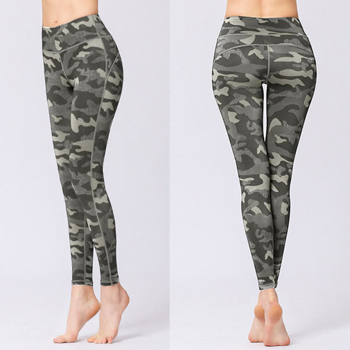 Buddha Stones Kamienie Kamuflaż Sport Fitness Joga Legginsy Wysoki Stan Damskie Spodnie Do Jogi - image 3