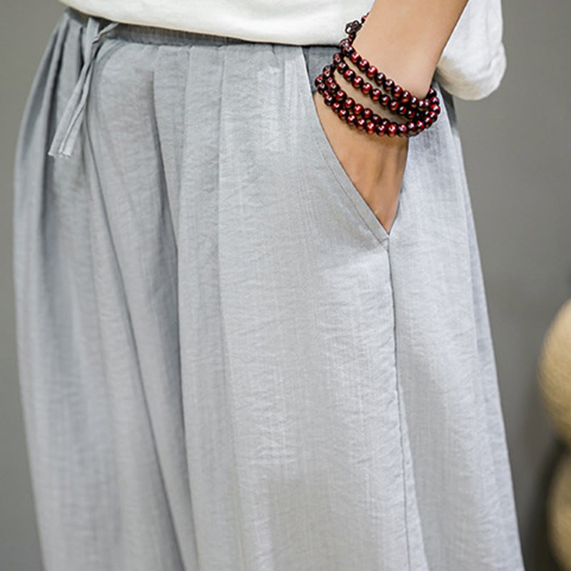 Męskie spodnie haremowe z kieszeniami i ściągaczem Buddha Stones Summer Plain Drawstring - image 20