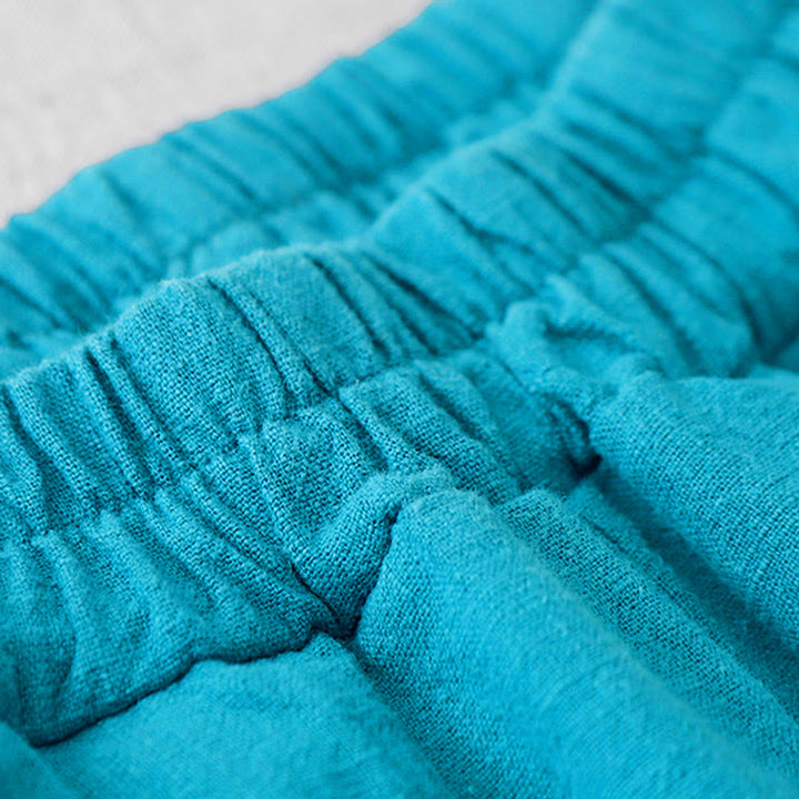 Buddha Stones Casual Plain 7-8 Długość Damskie Spodnie Harem Bawełniane Lniane Z Kieszeniami