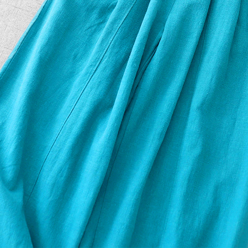 Buddha Stones Casual Plain 7-8 Długość Damskie Spodnie Harem Bawełniane Lniane Z Kieszeniami - image 16