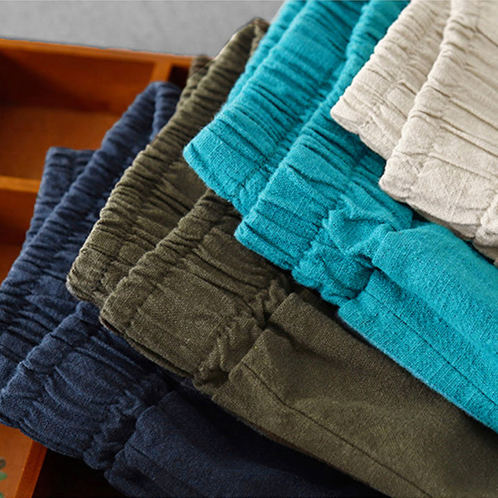 Buddha Stones Casual Plain 7-8 Długość Damskie Spodnie Harem Bawełniane Lniane Z Kieszeniami - image 34