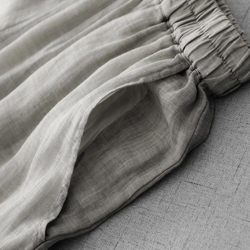 Buddha Stones Commute Jednokolorowe Koronkowe Haftowane Wzory Bawełniane Damskie Szerokie Nogawki Spodnie Z Kieszeniami - image 11