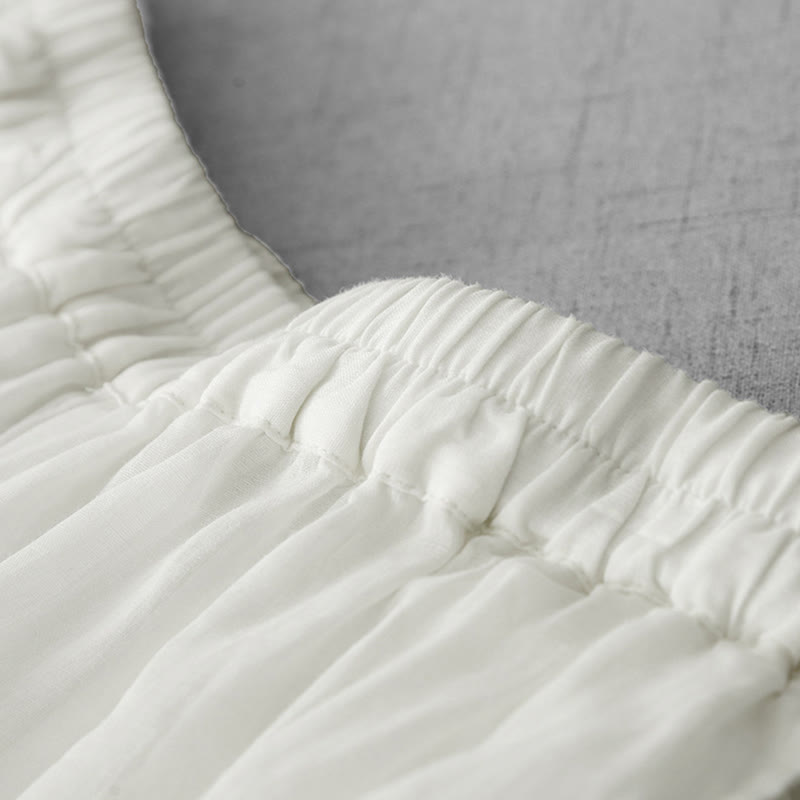 Buddha Stones Commute Jednokolorowe Koronkowe Haftowane Wzory Bawełniane Damskie Szerokie Nogawki Spodnie Z Kieszeniami - image 2