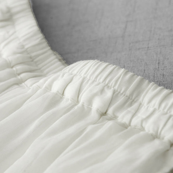 Buddha Stones Commute Jednokolorowe Koronkowe Haftowane Wzory Bawełniane Damskie Szerokie Nogawki Spodnie Z Kieszeniami - image 2