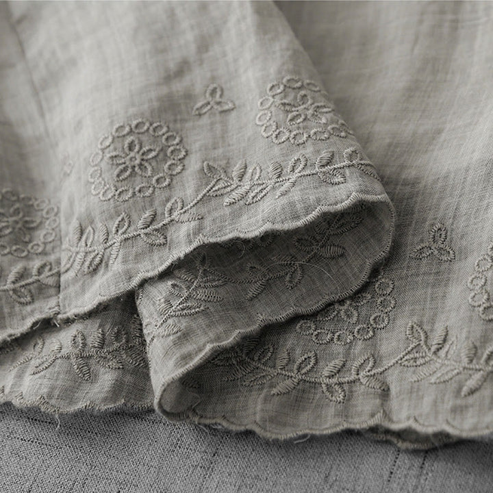 Buddha Stones Commute Jednokolorowe Koronkowe Haftowane Wzory Bawełniane Damskie Szerokie Nogawki Spodnie Z Kieszeniami - image 13