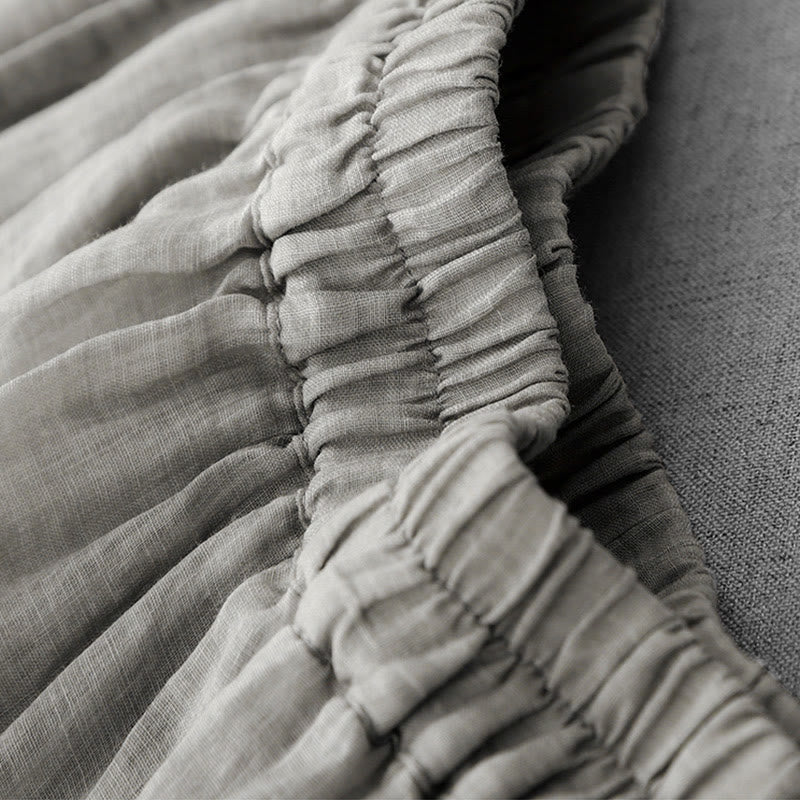 Buddha Stones Commute Jednokolorowe Koronkowe Haftowane Wzory Bawełniane Damskie Szerokie Nogawki Spodnie Z Kieszeniami - image 10