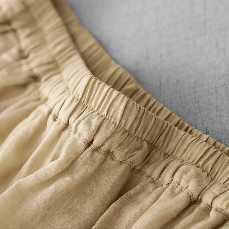 Buddha Stones Commute Jednokolorowe Koronkowe Haftowane Wzory Bawełniane Damskie Szerokie Nogawki Spodnie Z Kieszeniami - image 17