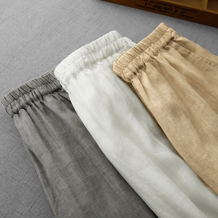 Buddha Stones Commute Jednokolorowe Koronkowe Haftowane Wzory Bawełniane Damskie Szerokie Nogawki Spodnie Z Kieszeniami - image 25