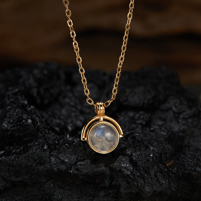 Buddha Stones Czerwony Agat Tygrysie Oko Akwamaryn Kamień Księżycowy 925 Srebro Naszyjnik Wisiorek Pewność Siebie - Kamień księżycowy - Złoty - image 13