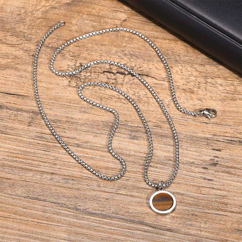 Buddha Stones, kamień naturalny, turkus, tygrysie oko, lazuryt, lapis lazuli, malachit, naszyjnik z tytanu, stalowy wisiorek oczyszczający - image 4