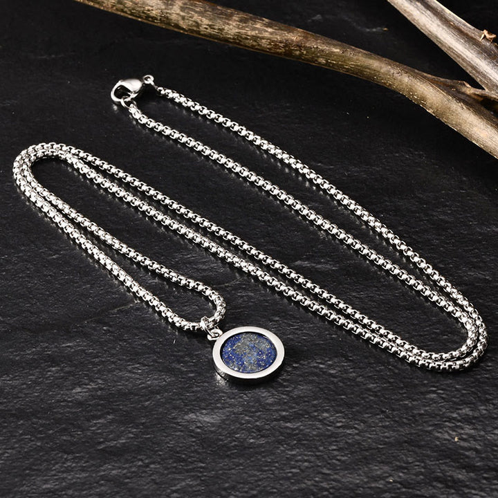 Buddha Stones, kamień naturalny, turkus, tygrysie oko, lazuryt, lapis lazuli, malachit, naszyjnik z tytanu, stalowy wisiorek oczyszczający - image 18