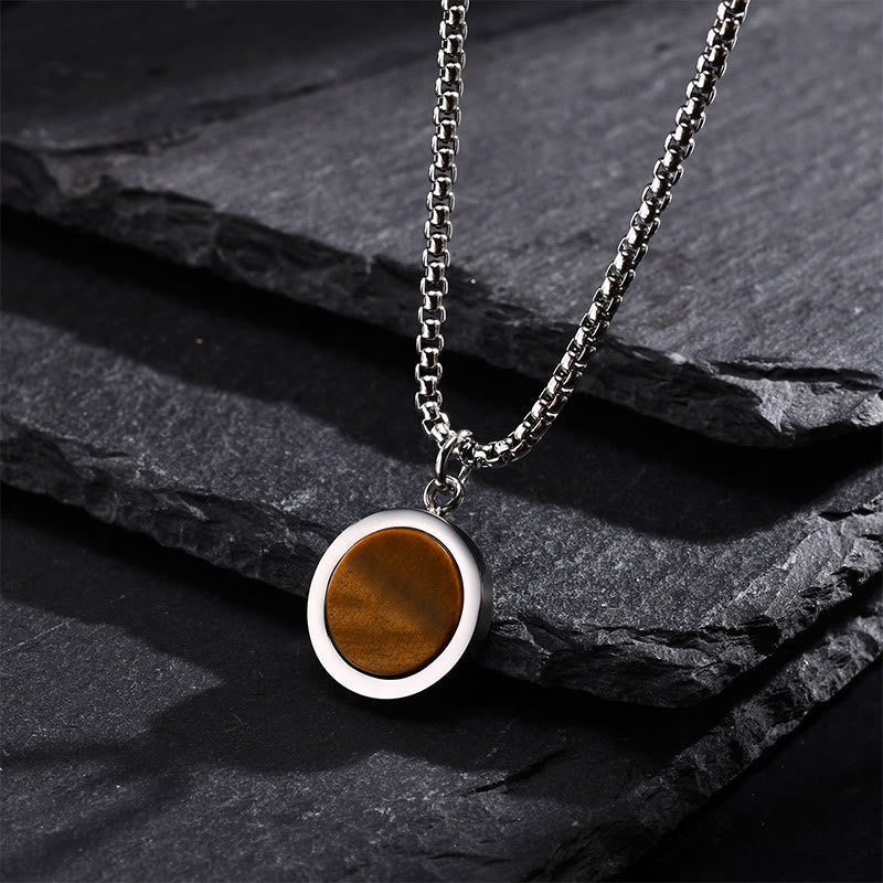 Buddha Stones, kamień naturalny, turkus, tygrysie oko, lazuryt, lapis lazuli, malachit, naszyjnik z tytanu, stalowy wisiorek oczyszczający - image 1