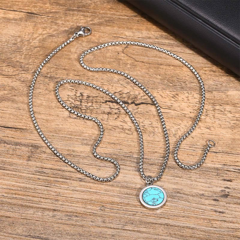 Buddha Stones, kamień naturalny, turkus, tygrysie oko, lazuryt, lapis lazuli, malachit, naszyjnik z tytanu, stalowy wisiorek oczyszczający - image 12