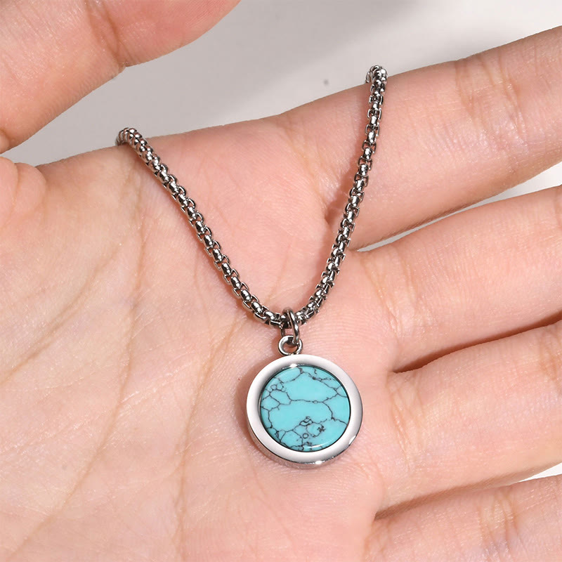 Buddha Stones, kamień naturalny, turkus, tygrysie oko, lazuryt, lapis lazuli, malachit, naszyjnik z tytanu, stalowy wisiorek oczyszczający - image 14