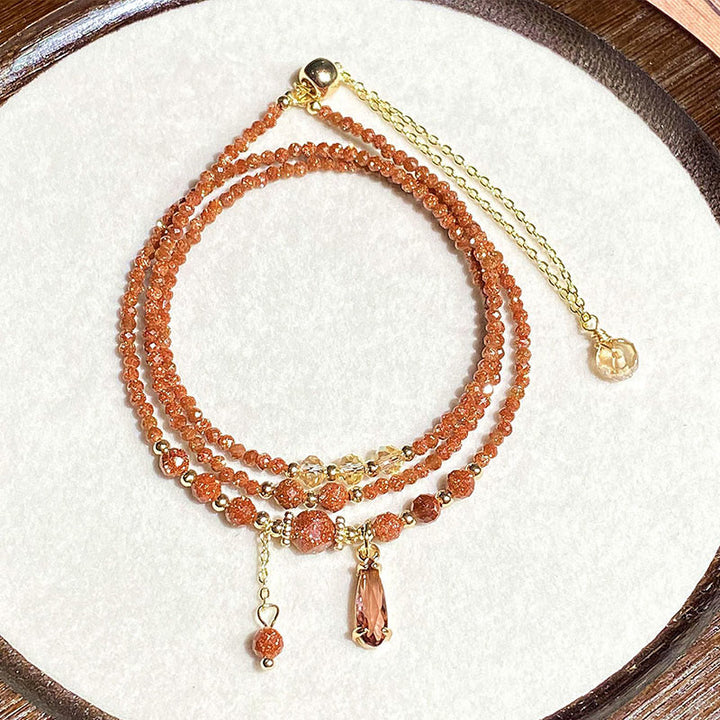 Naturalne 2mm złote koraliki z Buddha Stones , wielowarstwowa bransoletka