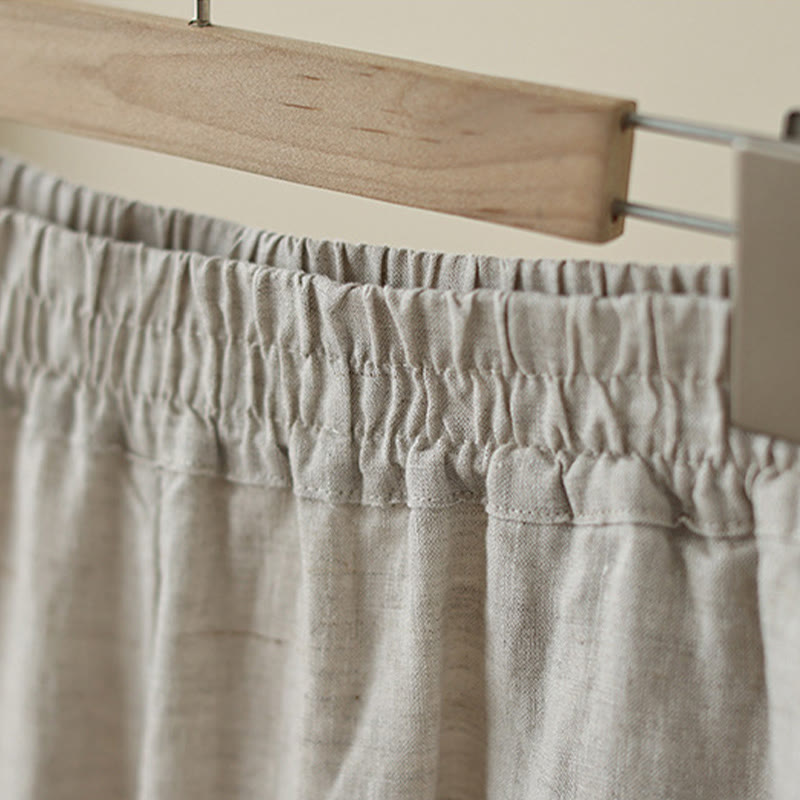 Buddha Stones Commute Retro Plain Lace Patchwork Design 7-8 Długość Damskie Szerokie Nogawki Bawełniane Spodnie Z Kieszeniami - image 5