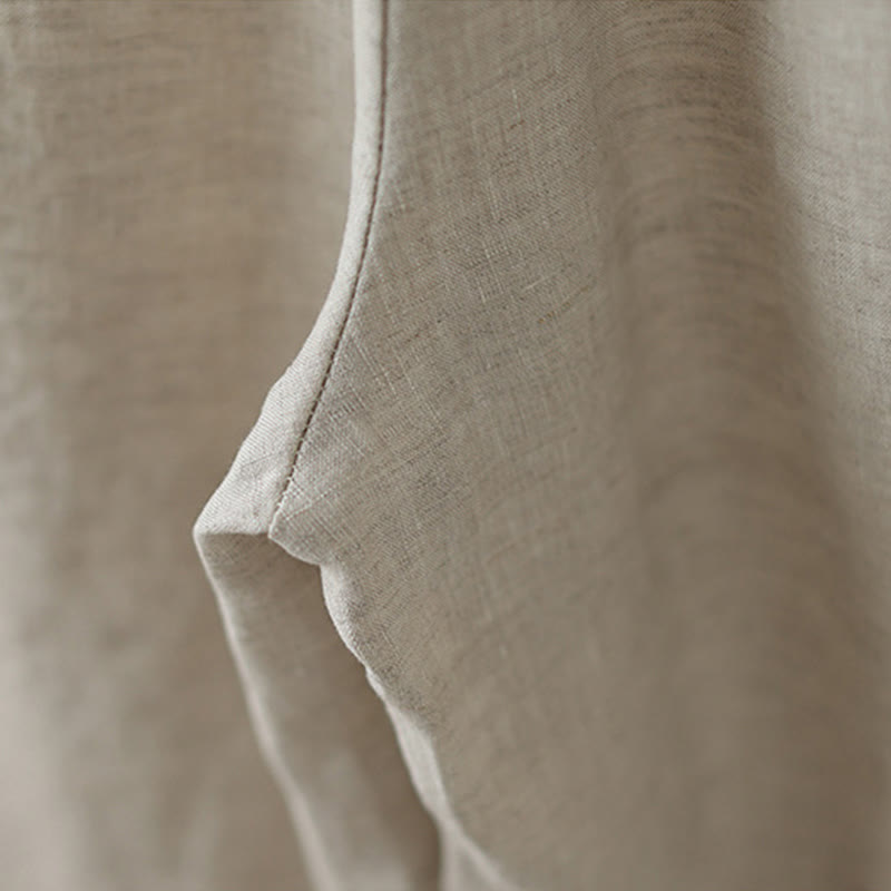 Buddha Stones Commute Retro Plain Lace Patchwork Design 7-8 Długość Damskie Szerokie Nogawki Bawełniane Spodnie Z Kieszeniami - image 9