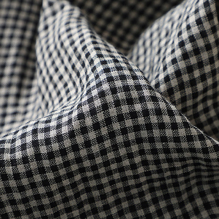 Buddha Stones Commute Casual Wzór w kratkę Spodnie damskie o długości 7-8 z szerokimi nogawkami z bawełny i lnu z kieszeniami - image 11