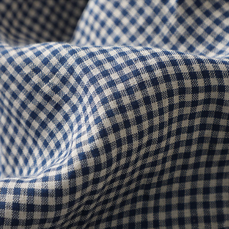 Buddha Stones Commute Casual Wzór w kratkę Spodnie damskie o długości 7-8 z szerokimi nogawkami z bawełny i lnu z kieszeniami - image 4