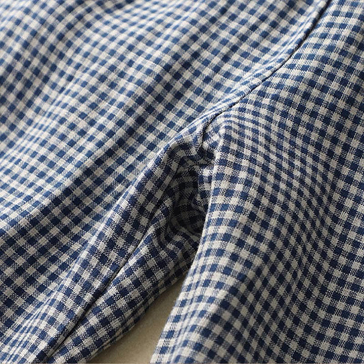 Buddha Stones Commute Casual Wzór w kratkę Spodnie damskie o długości 7-8 z szerokimi nogawkami z bawełny i lnu z kieszeniami - image 5