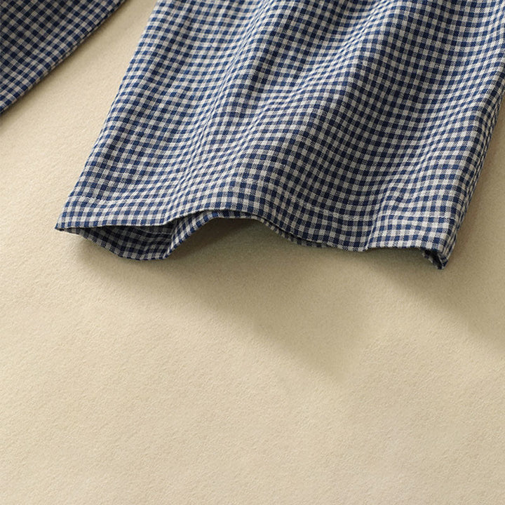 Buddha Stones Commute Casual Wzór w kratkę Spodnie damskie o długości 7-8 z szerokimi nogawkami z bawełny i lnu z kieszeniami - image 7