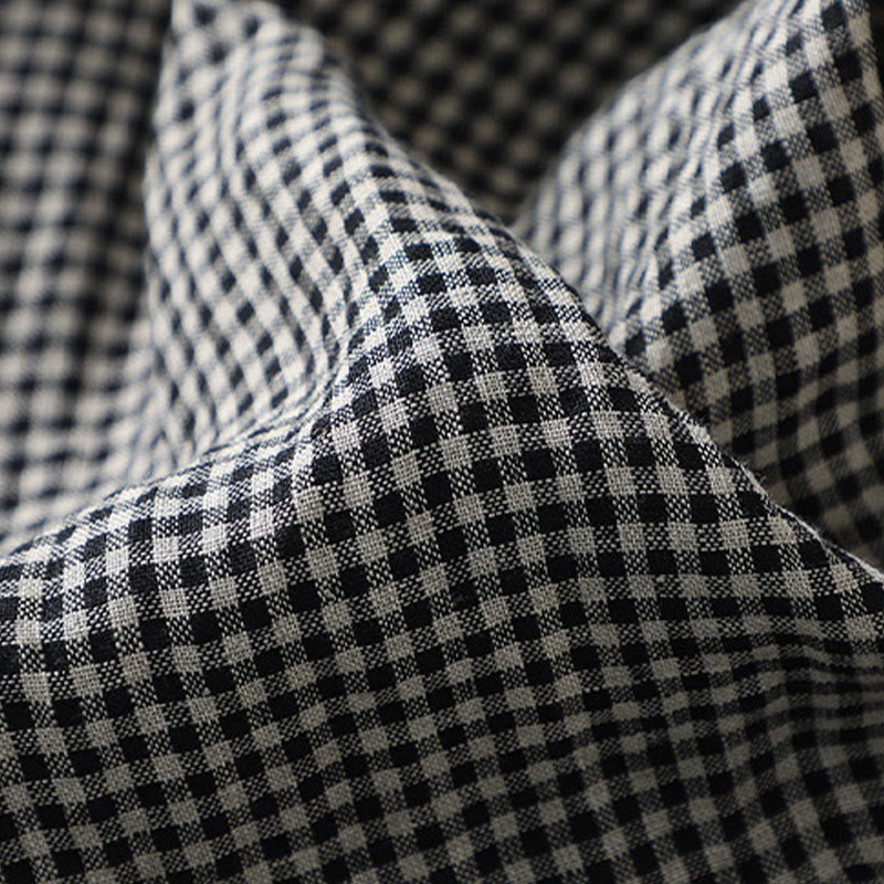 Buddha Stones Commute Casual Wzór w kratkę Spodnie damskie o długości 7-8 z szerokimi nogawkami z bawełny i lnu z kieszeniami - image 11