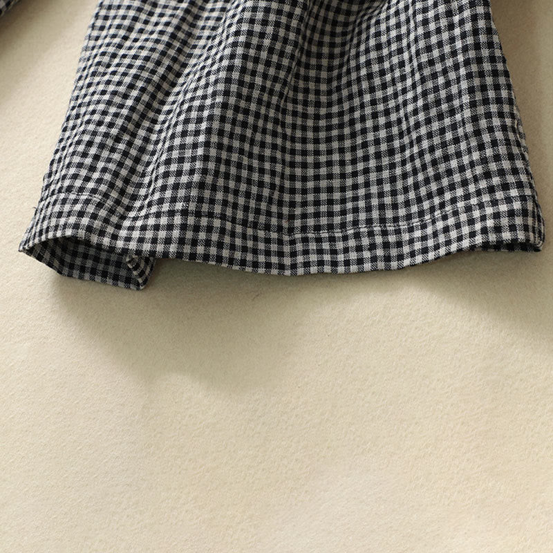 Buddha Stones Commute Casual Wzór w kratkę Spodnie damskie o długości 7-8 z szerokimi nogawkami z bawełny i lnu z kieszeniami - image 12