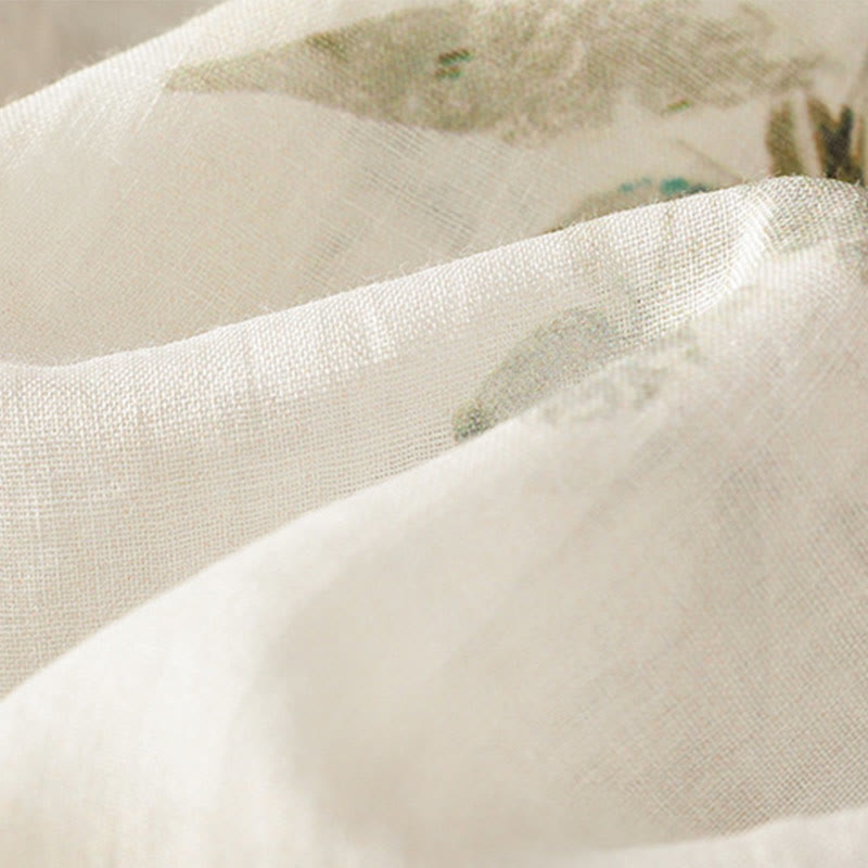 Koszula kardigan z nadrukiem roślinnym Buddha Stones z dekoltem w serek i guzikami z poliestru dla kobiet z rękawami trzy czwarte - image 8