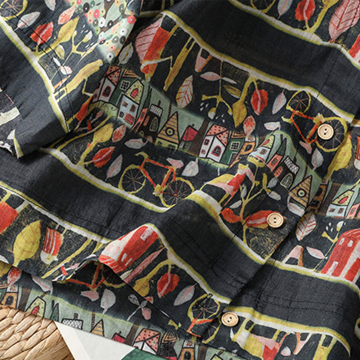 Koszula kardigan z nadrukiem roślinnym Buddha Stones z dekoltem w serek i guzikami z poliestru dla kobiet z rękawami trzy czwarte - image 15