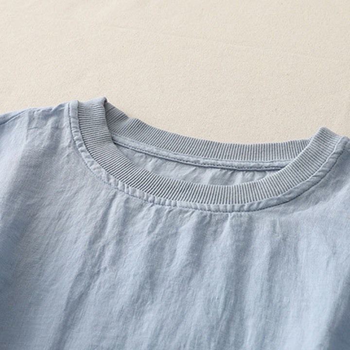 Koszula damska z krótkim rękawem z poliestru Buddha Stones Plain Threaded Crew Neck Design - image 1