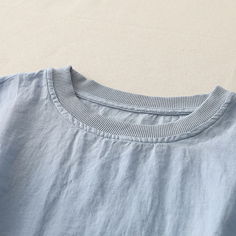 Koszula damska z krótkim rękawem z poliestru Buddha Stones Plain Threaded Crew Neck Design - image 1