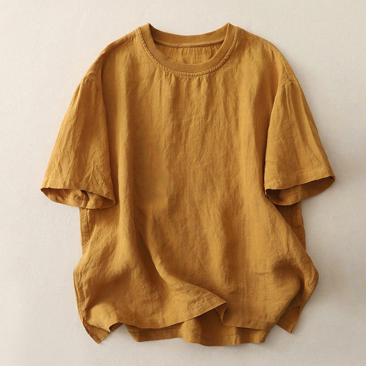 Koszula damska z krótkim rękawem z poliestru Buddha Stones Plain Threaded Crew Neck Design - Nawłoć - US14, UK/AU18, EU46 (2XL) - image 12