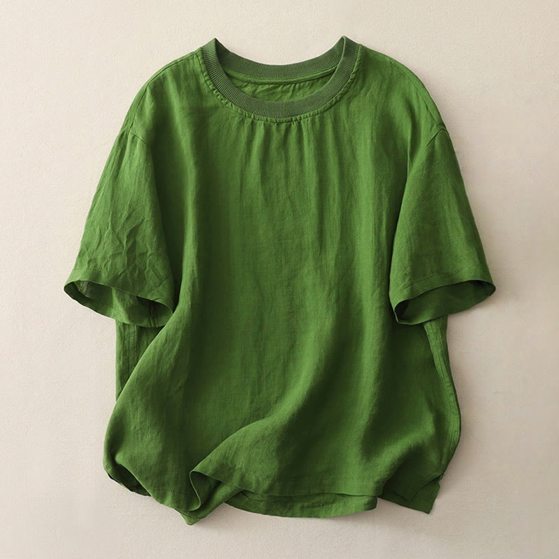 Koszula damska z krótkim rękawem z poliestru Buddha Stones Plain Threaded Crew Neck Design - ForestGreen - US14, UK/AU18, EU46 (2XL) - image 16