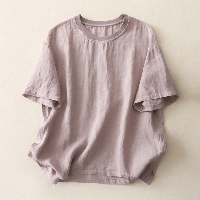 Koszula damska z krótkim rękawem z poliestru Buddha Stones Plain Threaded Crew Neck Design - Oset - US14, UK/AU18, EU46 (2XL) - image 20