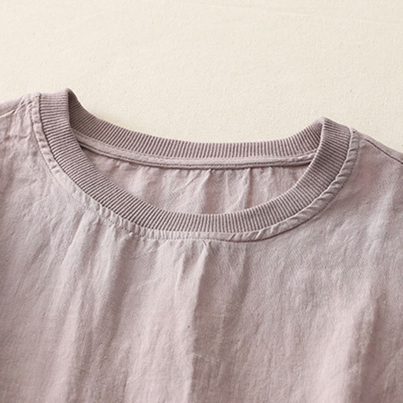 Koszula damska z krótkim rękawem z poliestru Buddha Stones Plain Threaded Crew Neck Design - image 21