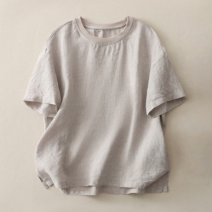 Koszula damska z krótkim rękawem z poliestru Buddha Stones Plain Threaded Crew Neck Design - Jasnoszary - US14, UK/AU18, EU46 (2XL) - image 24