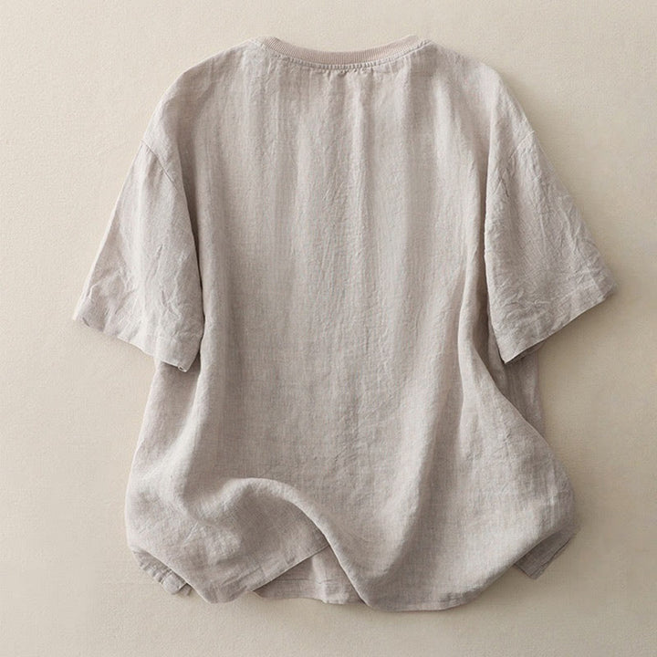 Koszula damska z krótkim rękawem z poliestru Buddha Stones Plain Threaded Crew Neck Design - image 25