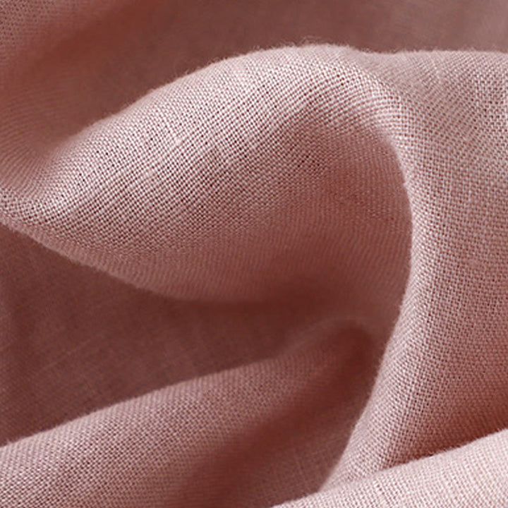 Koszula damska z długim rękawem z bawełny i lnu z motywem Buddha Stones i dekoltem w serek - image 7