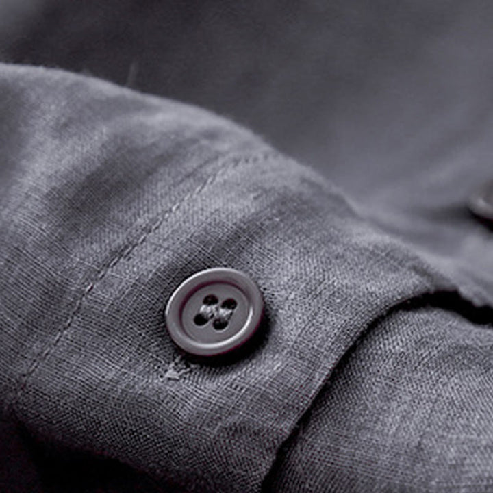 Koszula damska Buddha Stones Plain Button Crew Neck Design z mieszanki bawełny i rękawami trzy czwarte - image 3