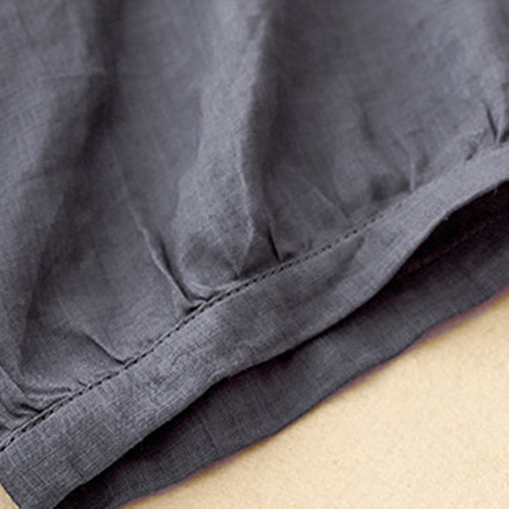 Koszula damska Buddha Stones Plain Button Crew Neck Design z mieszanki bawełny i rękawami trzy czwarte - image 2